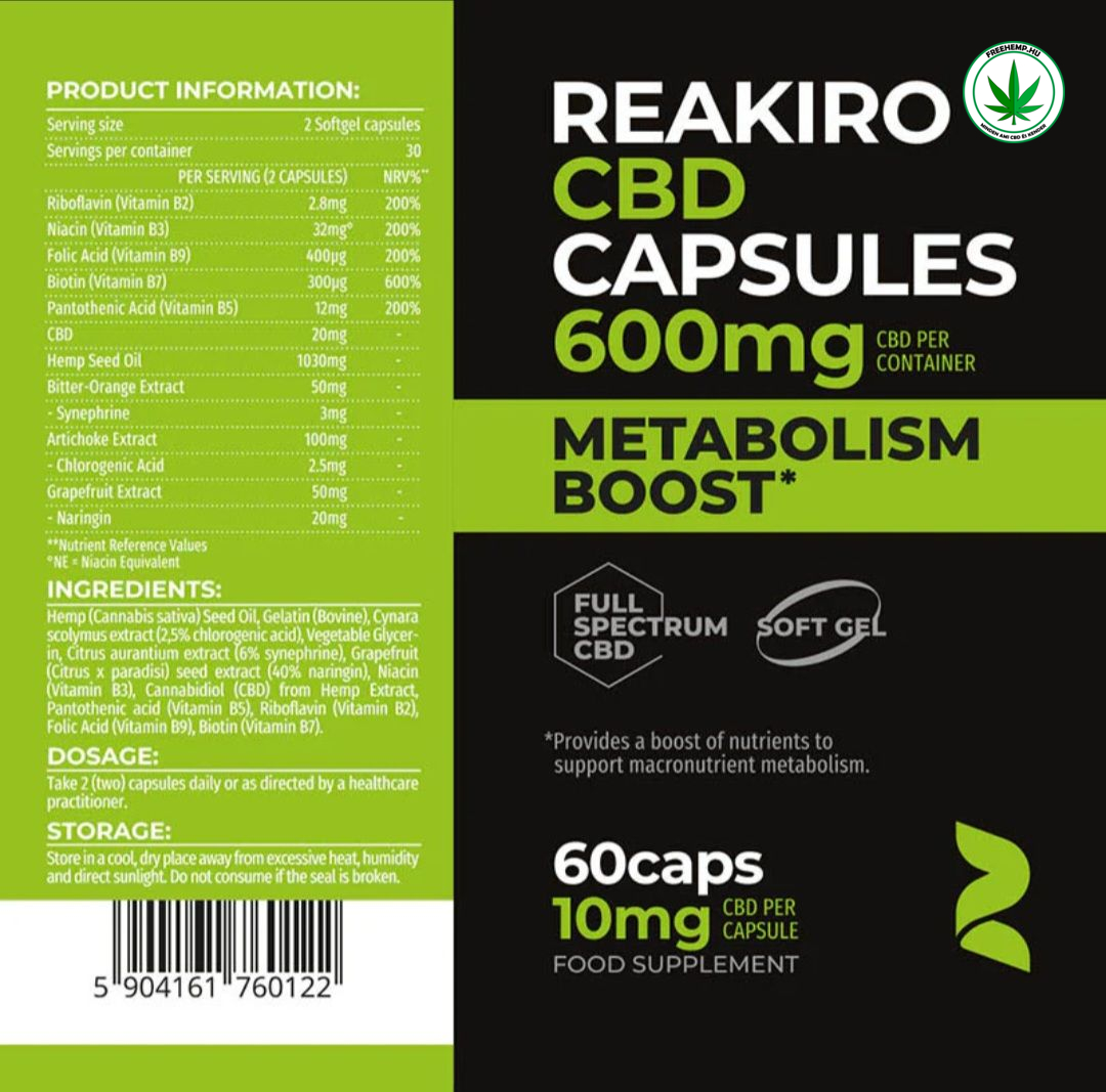 Metabolizmust(anyagcserét) serkentő CBD kapszula 600mg/60db Metabolizmust(anyagcserét) serkentő CBD kapszula 600mg/60db