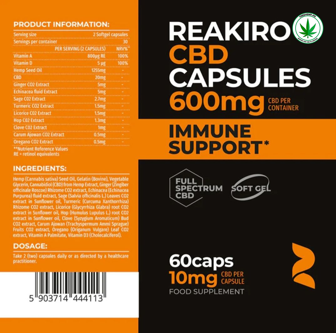Immuntámogató CBD kapszula 600mg/60db
