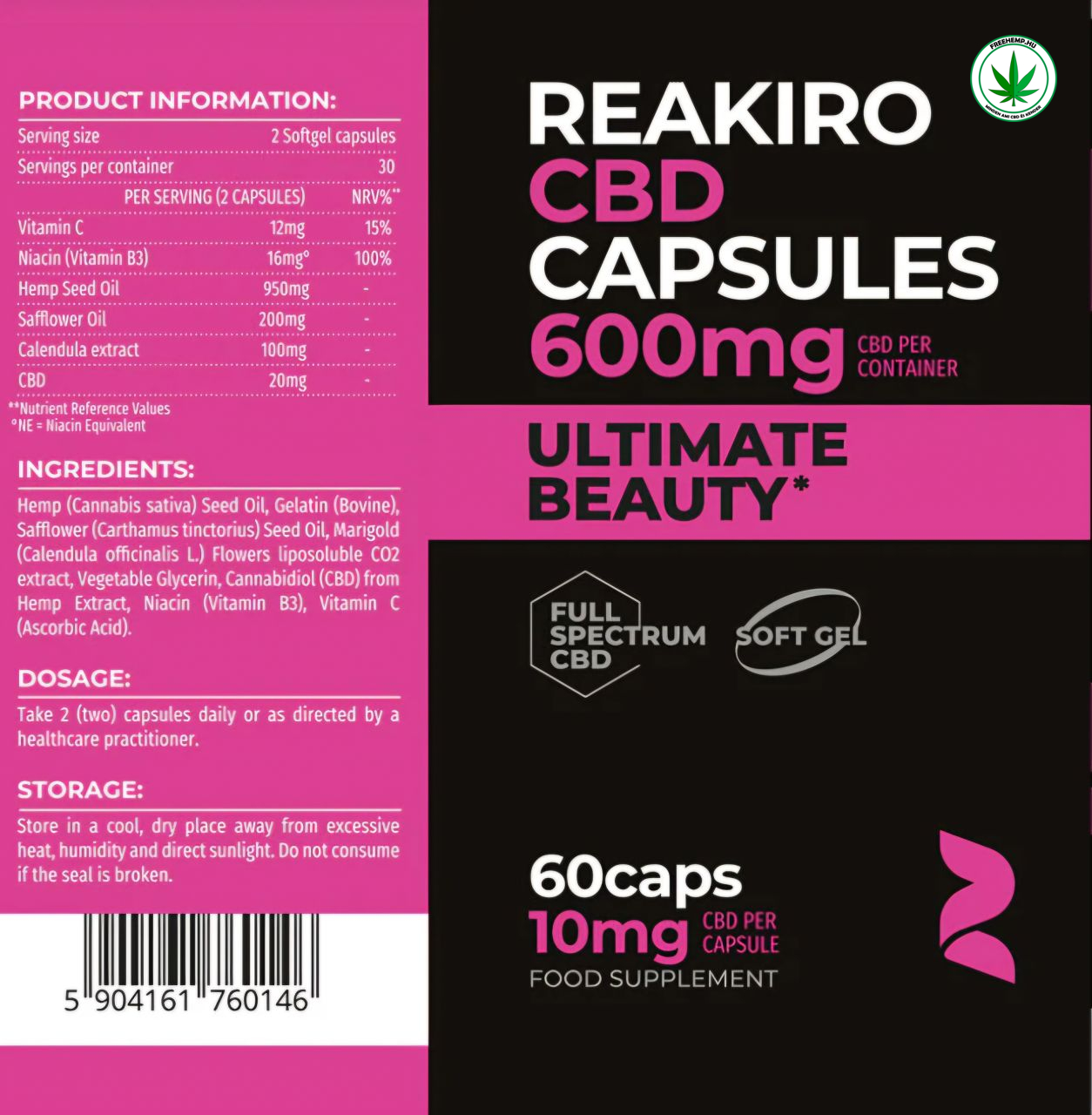 Ultimate Beauty CBD kapszula 600mg/60db Ultimate Beauty CBD kapszula 600mg/60db