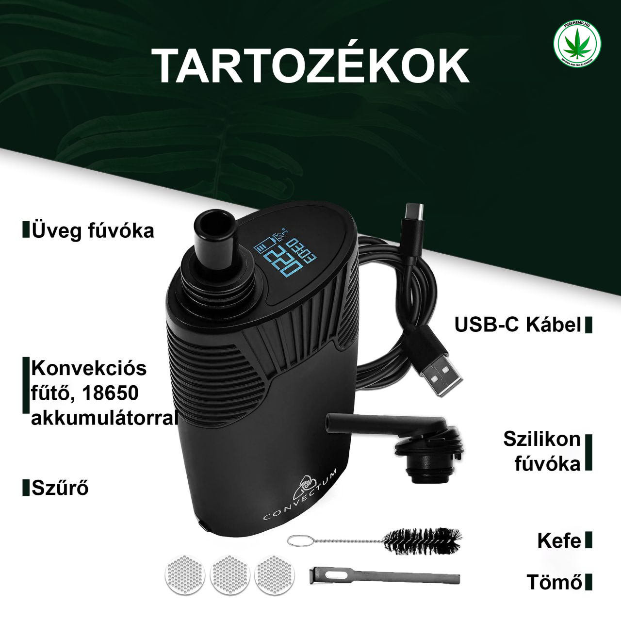 Hizen Convectum 2.0, konvekciós vaporizátor, LED kijelző