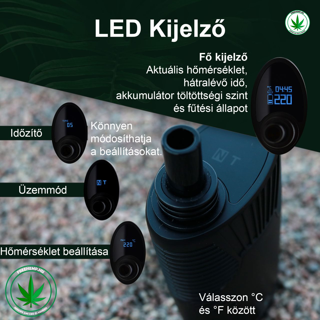 Hizen Convectum 2.0, konvekciós vaporizátor, LED kijelző