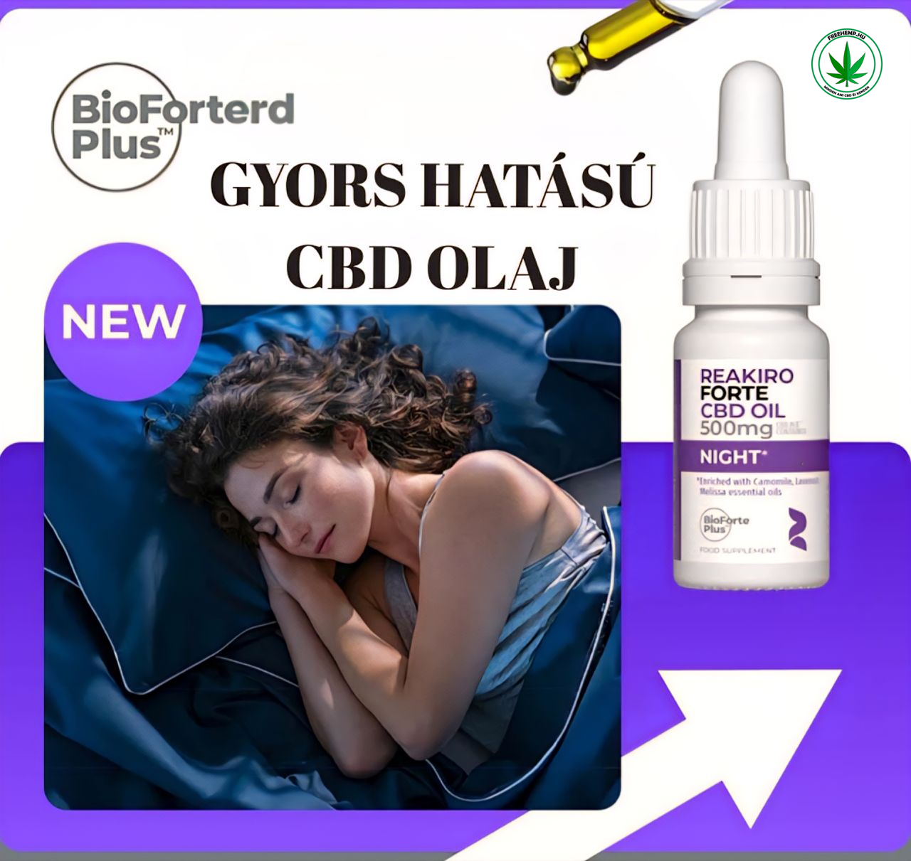 Éjszakai CBD olaj Reakiro Forte 500mg/15ml