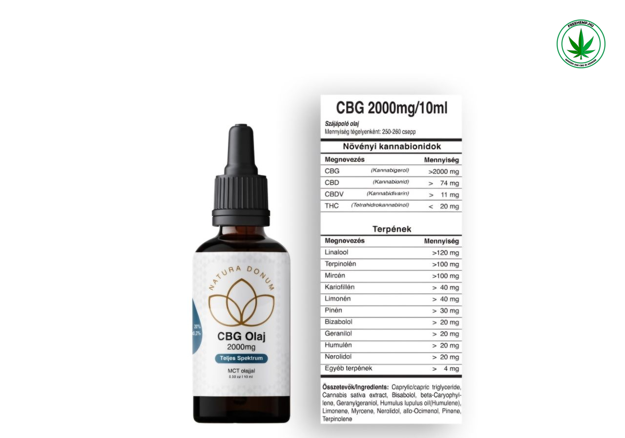 Natura Donum CBG Olaj 20% – 2000 mg – Teljes Spektrum