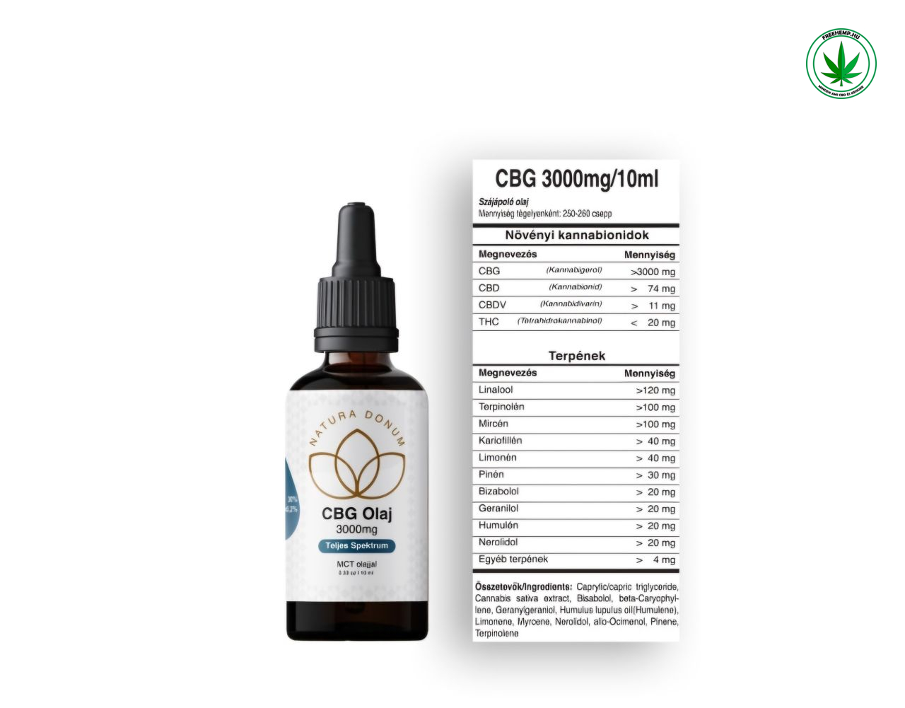 Natura Donum CBG Olaj 30% – 3000 mg – Teljes Spektrum