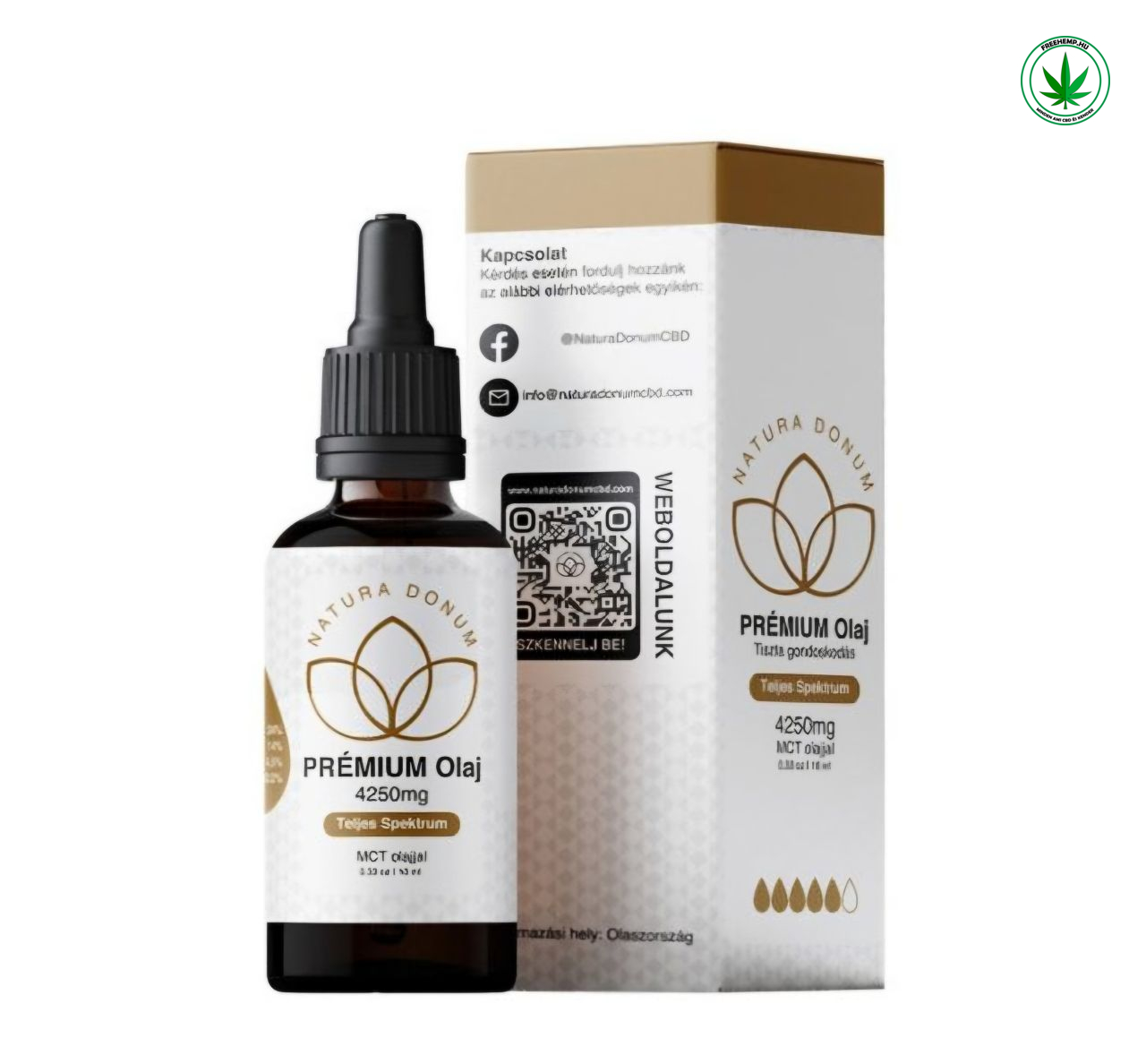 Prémium CBD Olaj 42,5% – 4250 mg – Teljes Spektrum | Natura Donum